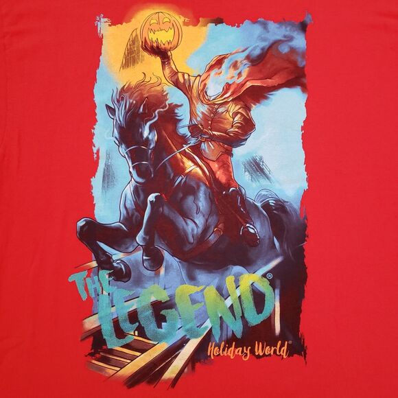 Holiday World & Splashing Safari Headless Horseman Sz XL Mens The Legend T-Shirt - Picture 2 of 6